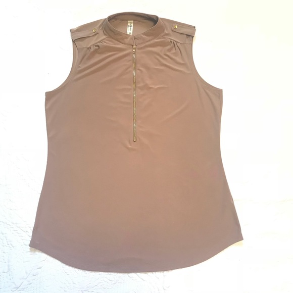 Perseption Concept Tops - Like New Beige Top with Gold Accents